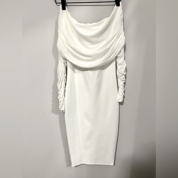 Midi white dress with long sleeves Xs - Picture 2 of 2